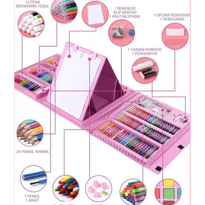 

Ready << Jenius >> 208pcs Crayon Set Isi 208 Pcs / Pensil Warna Crayon Alat Lukis Mewarnai Anak Set Isi 208 Pcs