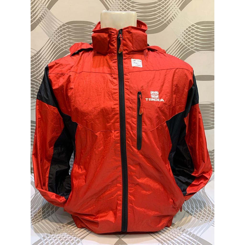 TANDEM JAKET PARASUT MERAH LIST HITAM