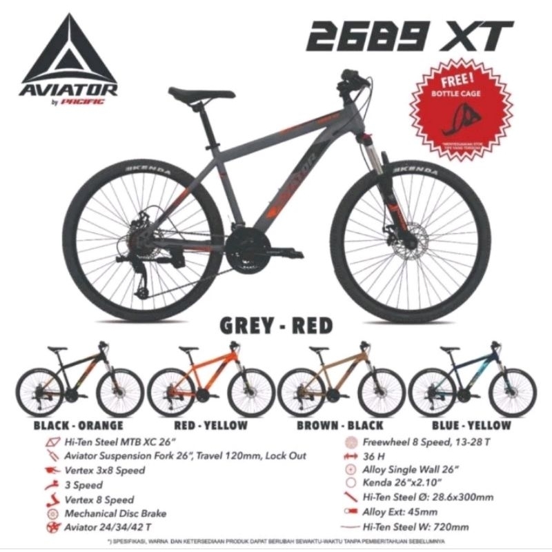 Sepeda Gunung MTB 26 Inch Aviator 2689 XT