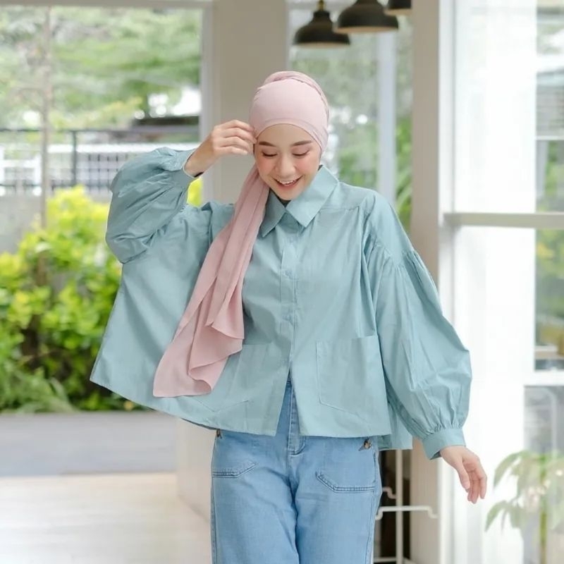 Blouse Kemeja Kantong Oversize Ld 160 Top / Blouse Atasan Wanita Oversize Jumbo Ld 160