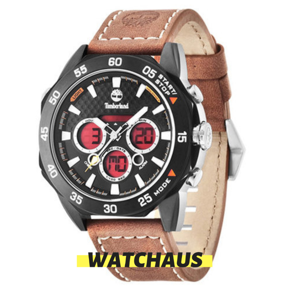 JAM TANGAN PRIA TIMBERLAND TBL14115JSB02 TBL 14115 JSB 02 BLACK BROWN ANALOG LEATHER STRAP