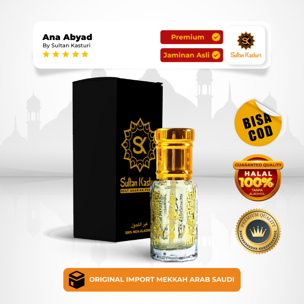 Ana Abyad - Minyak Wangi Arab Ana Abyad Sultan Kasturi Parfum Roll on 6ml Parfume Sholat Aroma Mewah lembut Menenangkan Bisa COD Gratis Ongkir Promo Cashback Minyak Wangi Asli Tahan Lama Non Alkohol