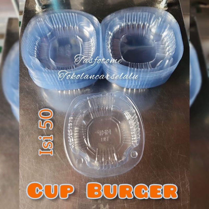 Cup Burger / Cupcake wadah plastik hamburger kue kotak burger roti korea
