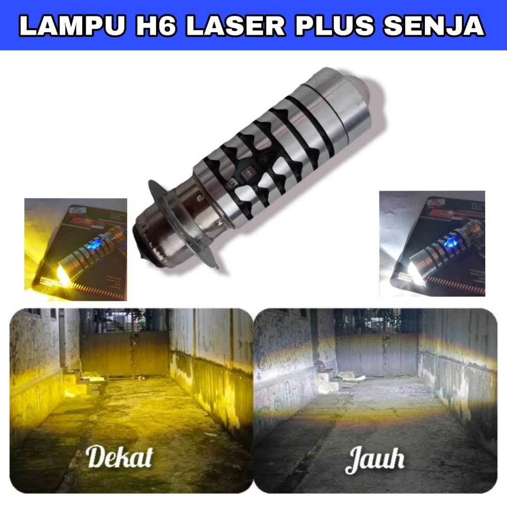 TERBARU Lampu utama Led H6 laser jauh putih dekat kuning plus senja biru H6 laser jauh dekat putih