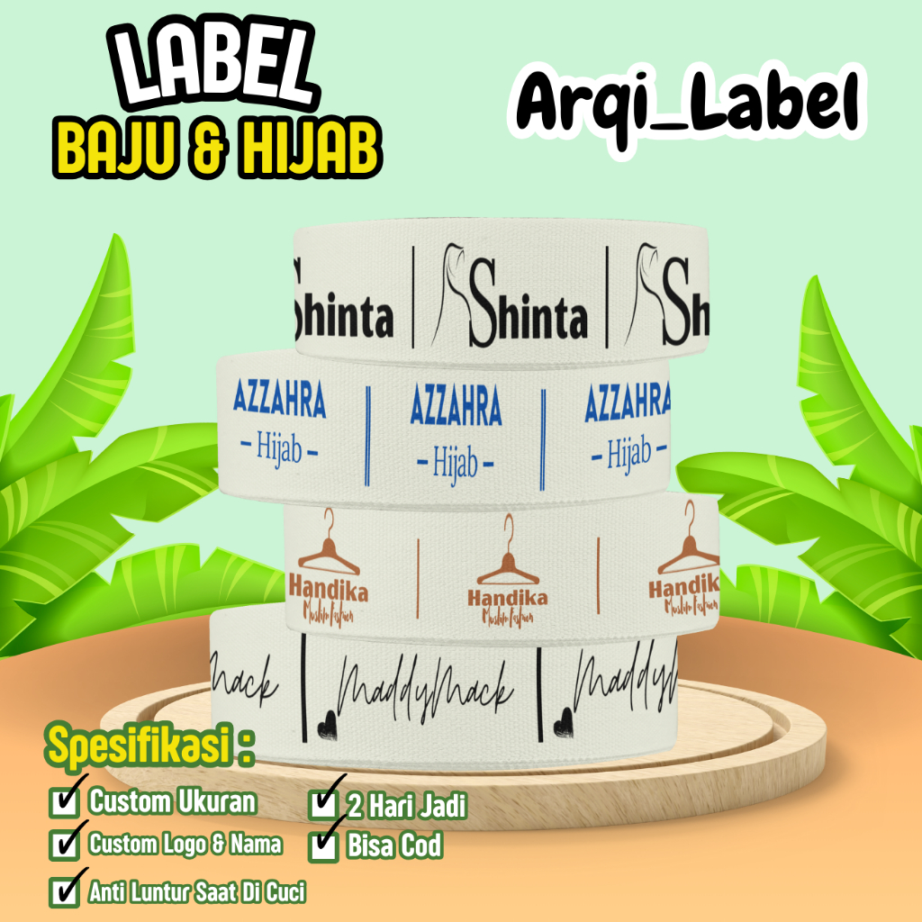 

Label Pita Katun Lembut Baju Hijab Custom Nama Logo Merk Piterban Masker Kerudung Tas Boneka Bantal