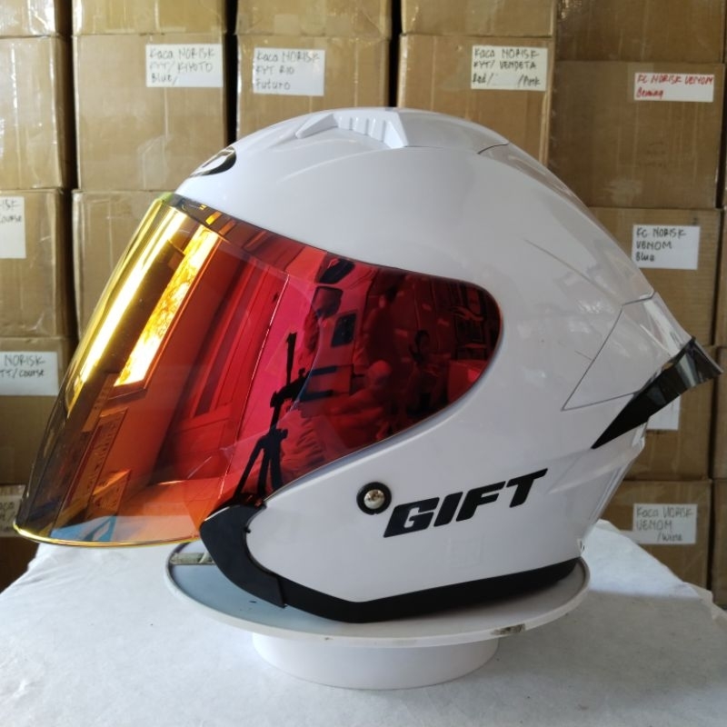 HELM GIFT SARGON WHITE (PAKET GANTENG KOMPLIT)