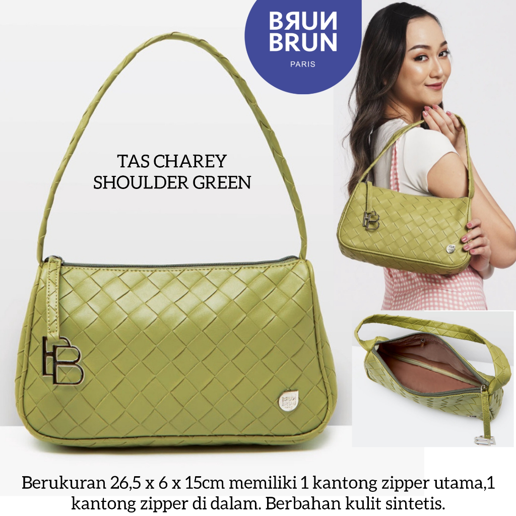 TAS CHAREY SHOULDER GREEN GREY BRUNBRUN BRUN PARIS TAS BAHU WANITA HIJAU ABU BAG