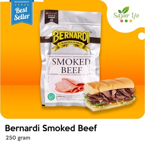 

BERNARDI Smoked Beef 250 Gram / Pack Fresh Frozen Slice Daging Sapi Asap Segar Premium HALAL