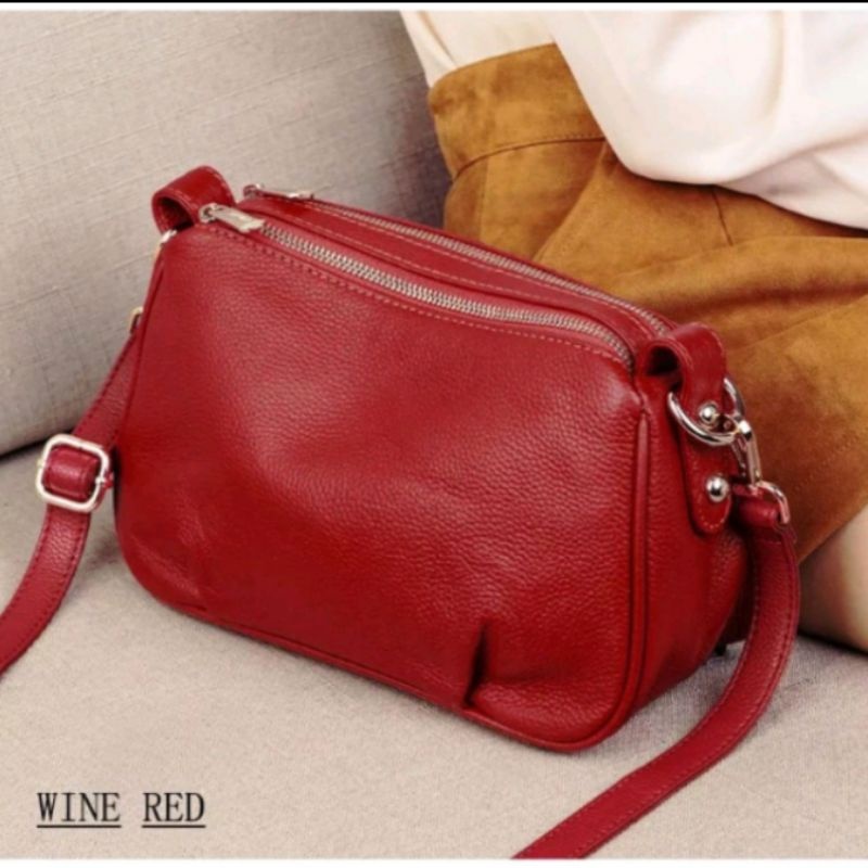 Tas Selempang Wanita Kulit Asli Garut Motif Jeruk