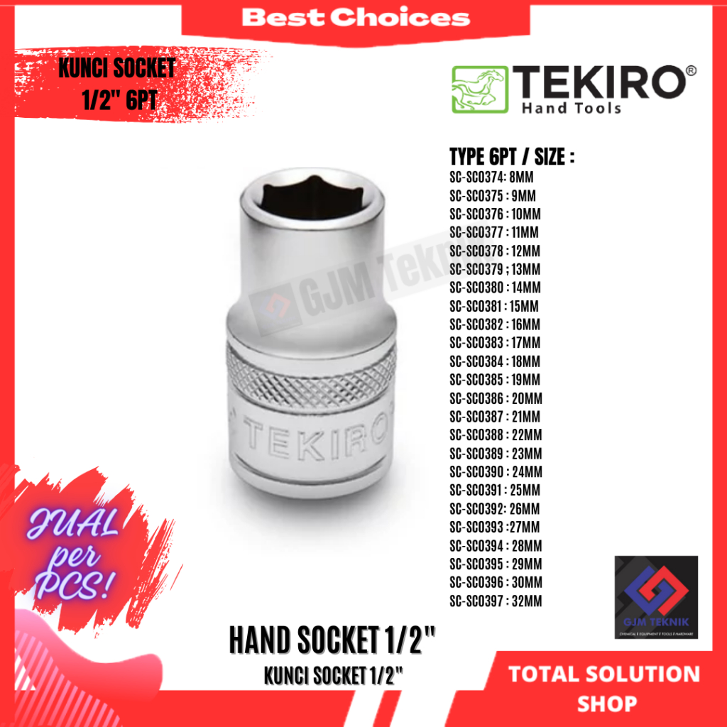 TEKIRO Mata Kunci Sok-Sock-Socket 1/2" 8MM-24MM