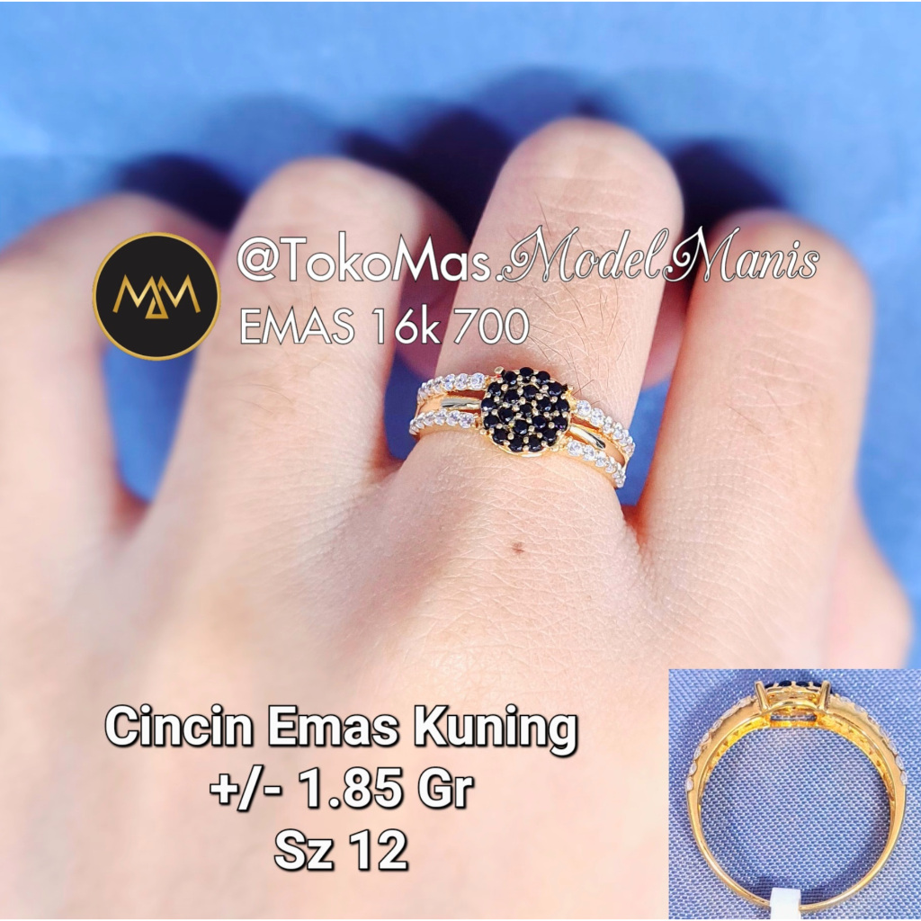 Cincin Fashion Bulat Hitam Emas Kuning 700 kadar 16k