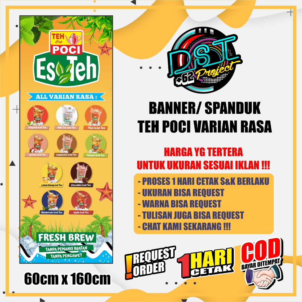BANNER / SPANDUK ES TEH POCI VARIAN RASA 60 X 160