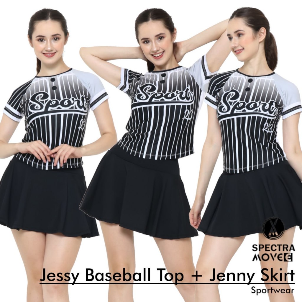 RB Baju senam wanita JESSY BASEBALL rok senam JENNY SKIRT rok celana senam zumba rok aerobicsetelan
