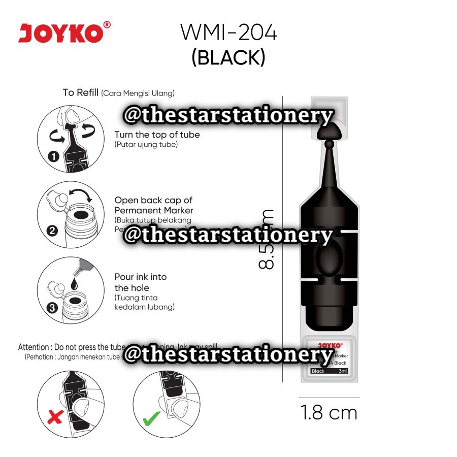 

(1 Biji) GROSIR Refill Whiteboard Marker Joyko WMI-204 / Isi Spidol Papan Tulis Dapat Dihapus Joyko WM-65