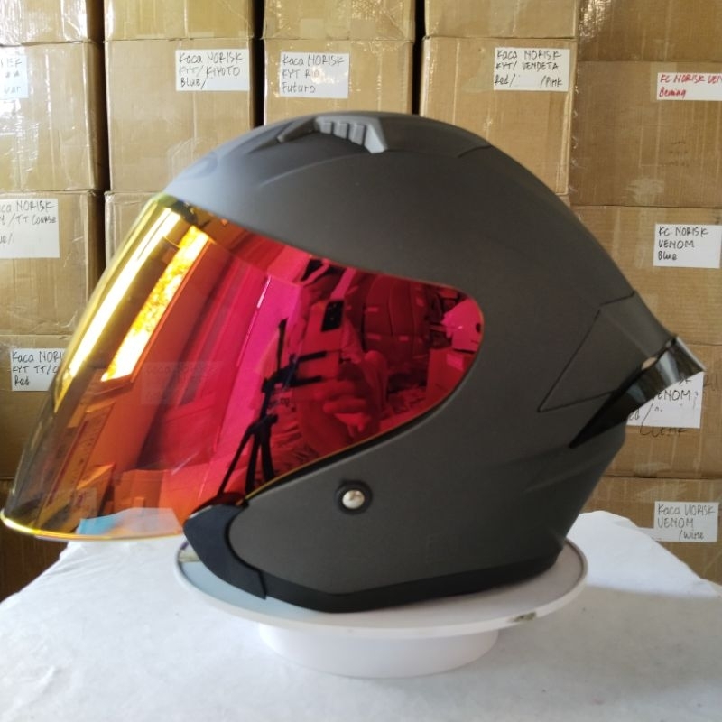 HELM GIFT SARGON GUNMETTAL DOFF (PAKET GANTENG KOMPLIT)