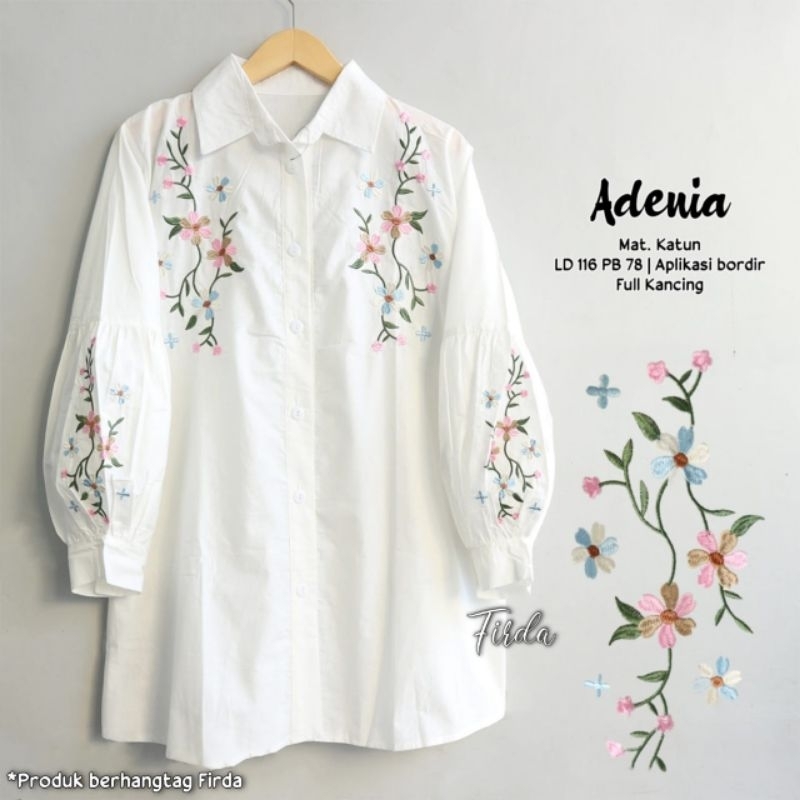 Adenia Tunik Wanita Muslimah Kekinian Jumbo XXL Motif Bunga Bordir Asli