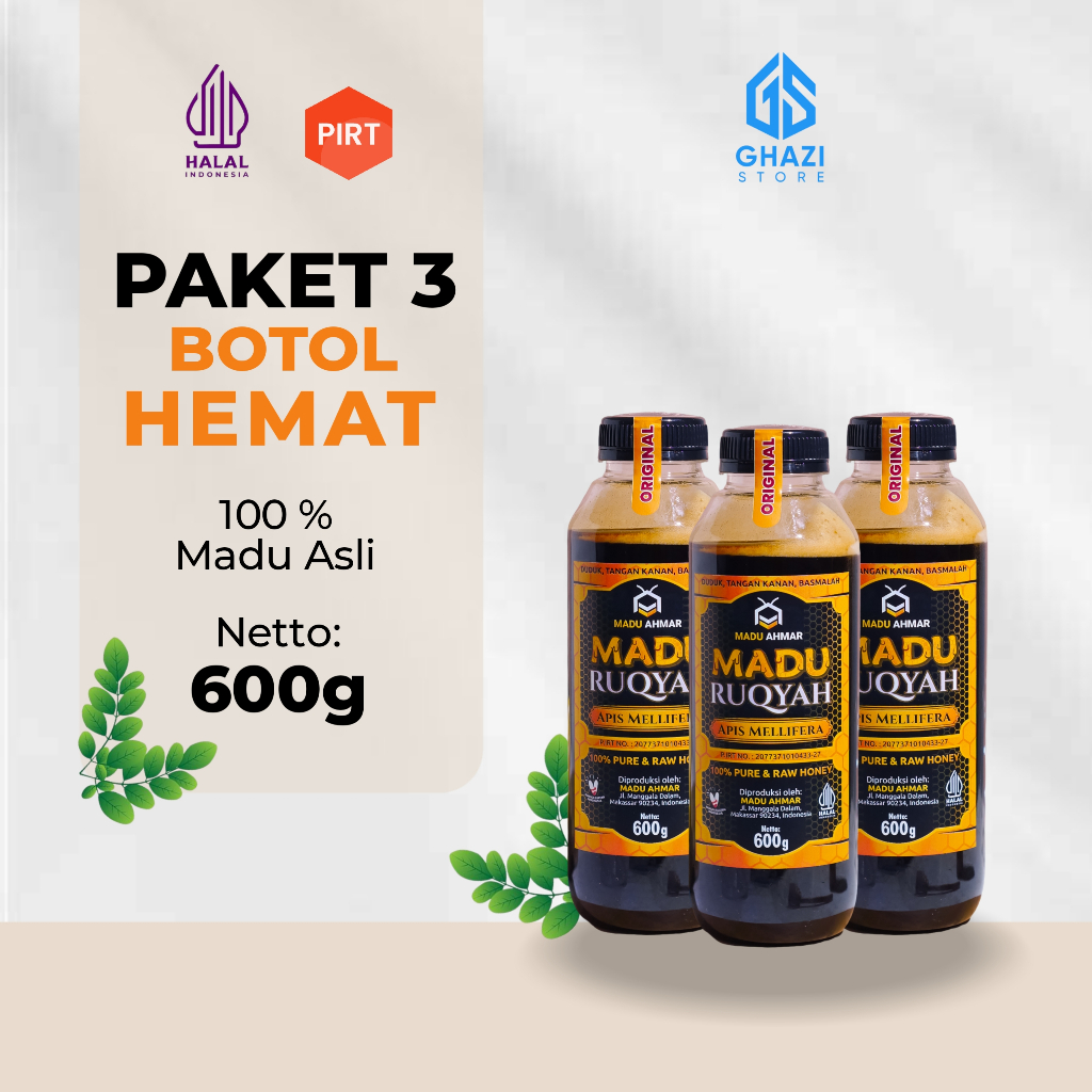 

Madu Ruqyah 600g Paket 3 Botol | Madu Asli