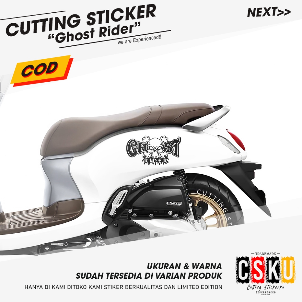 Cutting Sticker Ghost Rider Variasi Motor Mobil Sticker Kaca Helm Bodi Spakbor Dasbor