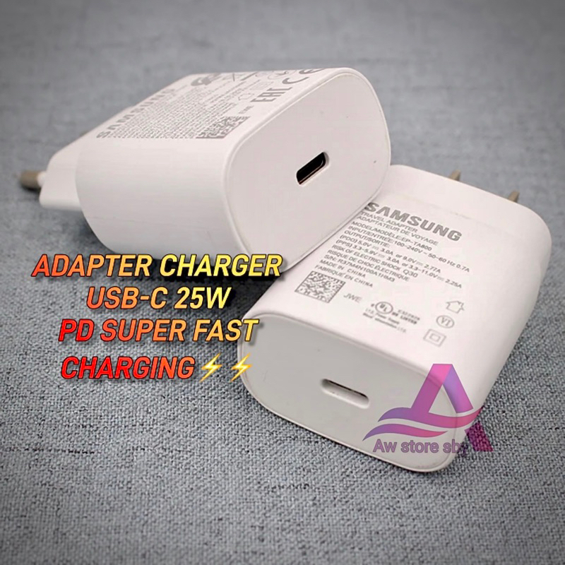 Adaptor 25W Usb C Kepala Charger Samsung Galaxy A33 A34 A53 A54 A73 S20 S21 fe Note 10 20 Plus 5G 25
