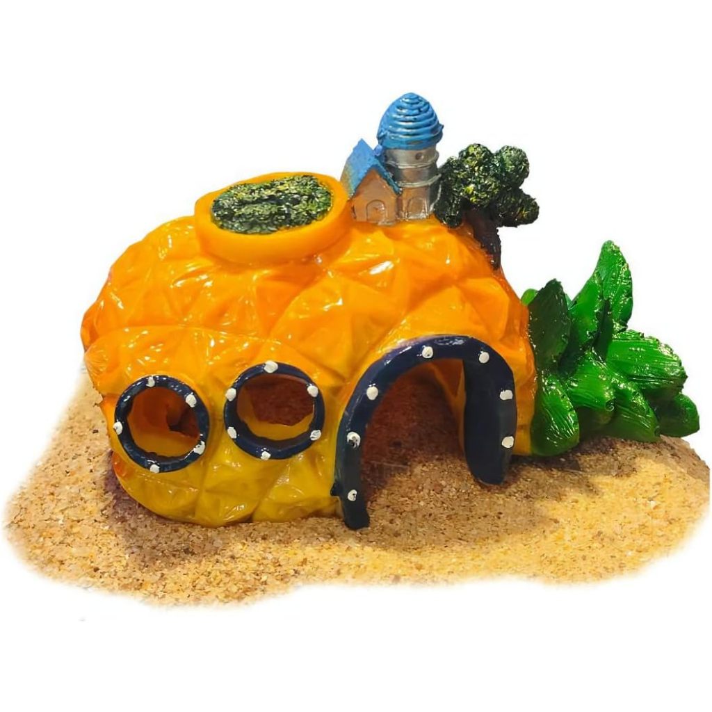 Rumah spongebob miring, spongebob miring, hiasan aquarium rumah spongebob miring, dekorasi aquarium 