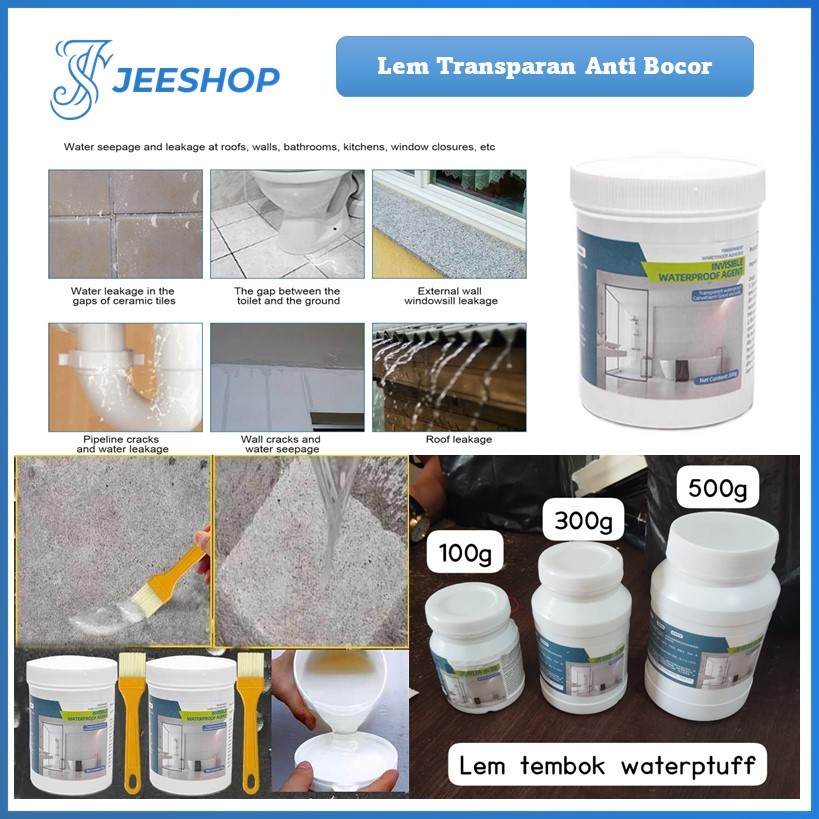 

ucl_gramari - lem transparan waterproof + kuas 100g/300g/500g - lem anti bocor kuat