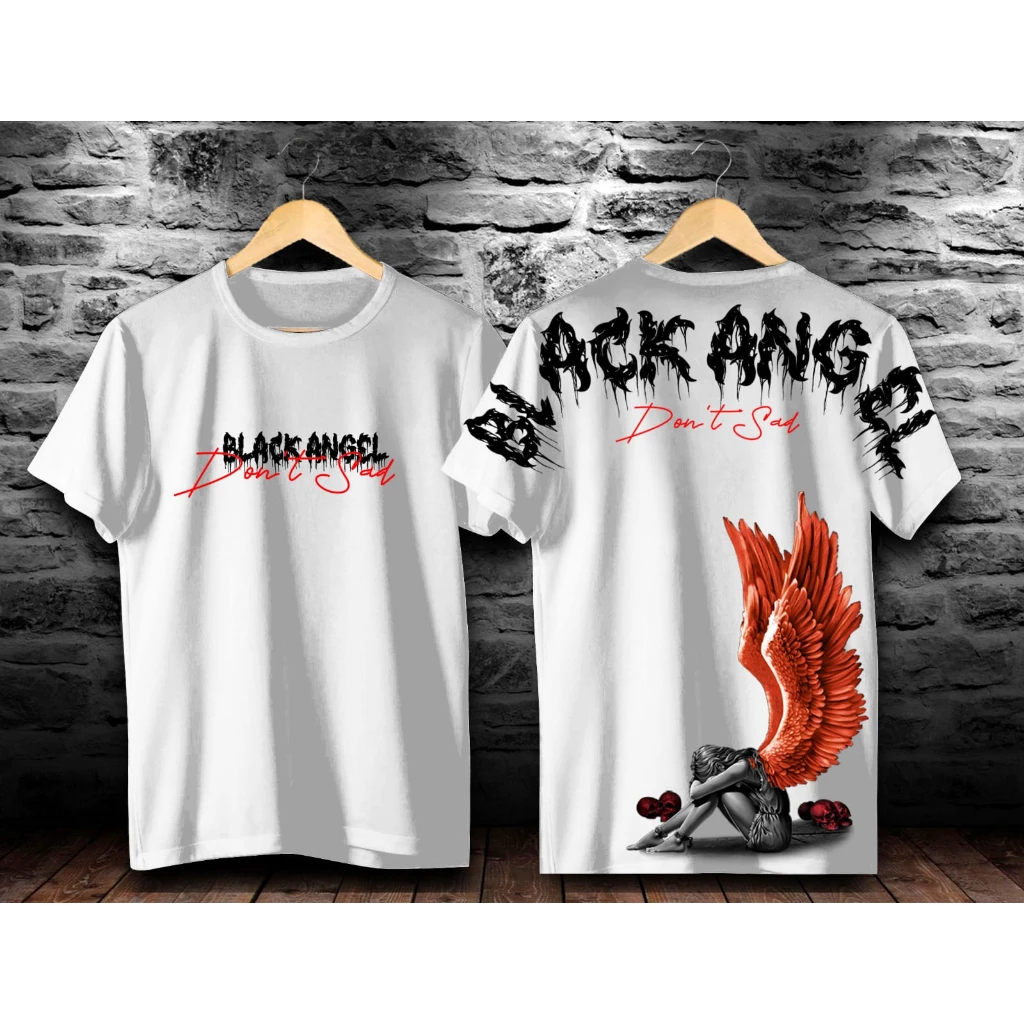 KAOS PRIA TERBARU BLACK ANGEL DONT SAD MURAH / KAOS SABLON / KAOS KATUN / KAOS ABSTRACK / PAKAIAN PR
