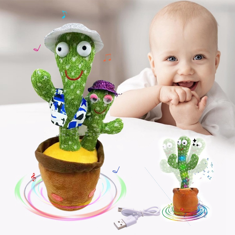 COD Free USB Mainan Kaktus Bergoyang Dancing Cactus Boneka Kaktus Goyang dan Bicara Kaktus Joget Ngo