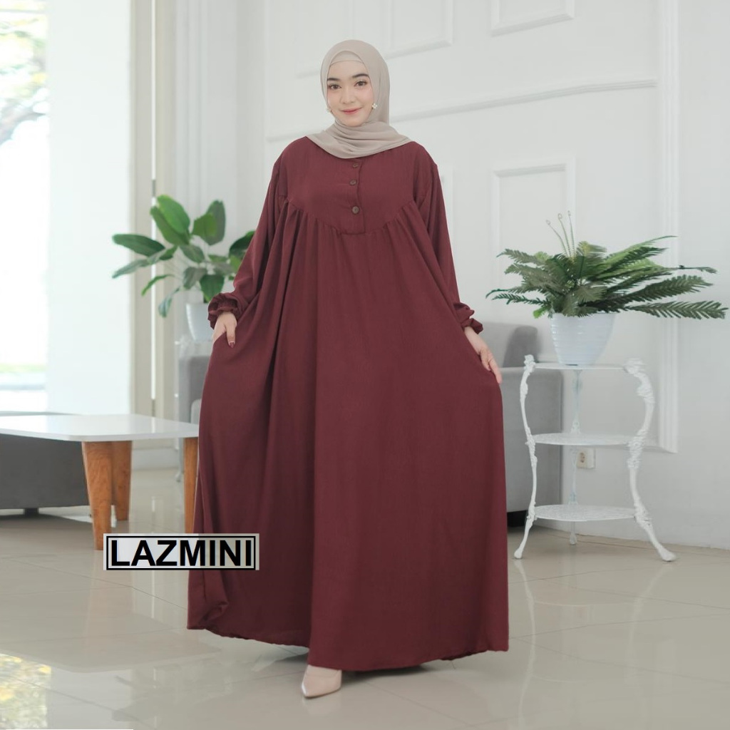 GAMIS KONDANGAN JUMBO LD 140 5L WARNA MERAH MARUN CRINCLE AIRFLOW KEREN MEWAH