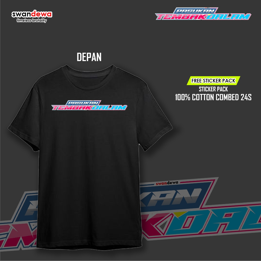 Kaos Motif Pasukan Tembak Dalam 100% Cotton Combed 24s Original Katun Hitam Kaos Distro Cowok Oversi