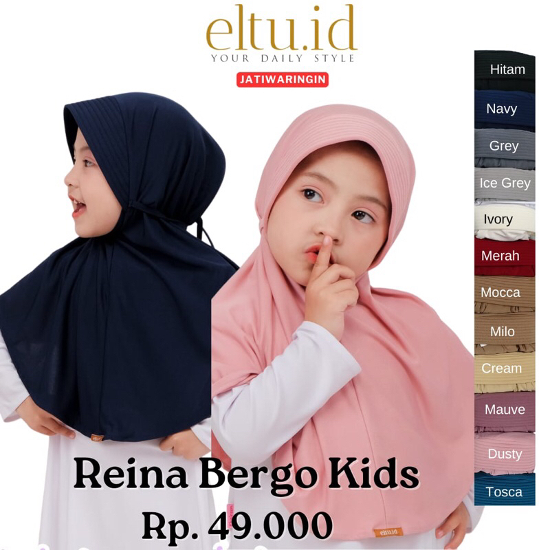 Eltu Hijab Kerudung Jilbab Bergo Anak Instan Tali Belakang Reina Bergo Kids