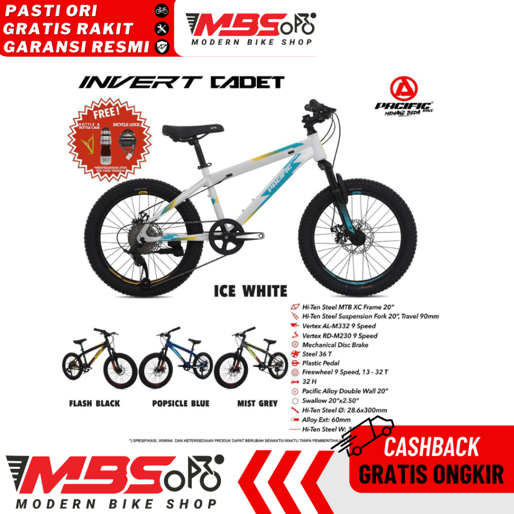 INVERT CADET SEPEDA MTB 20 INCH PACIFIC 9 SPEED