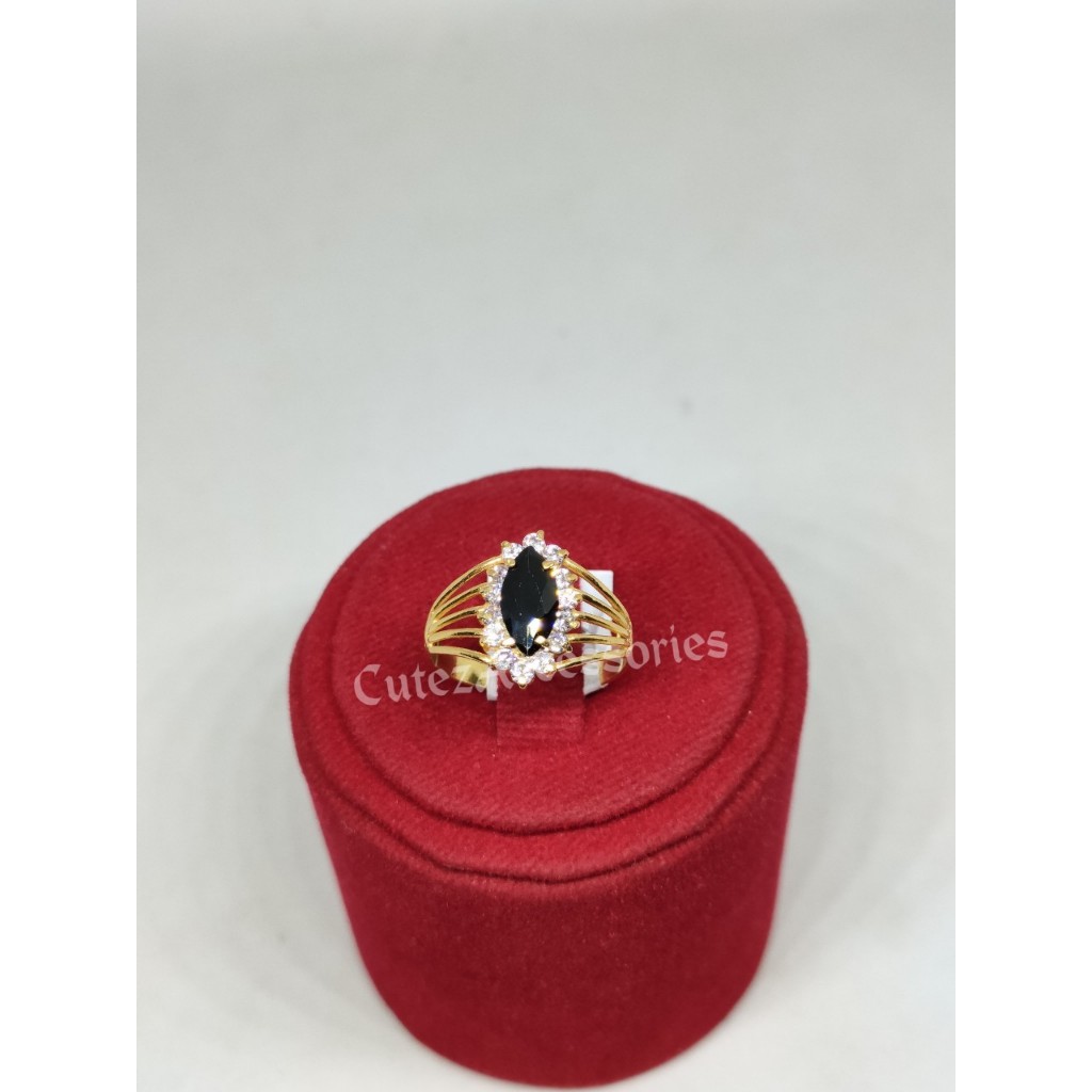 Cincin Markis Permata Hitam 2 Gram Emas Muda