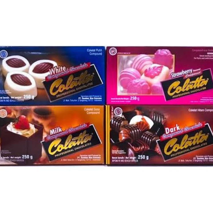 

➩↓✮≛ Coklat Batangan Compound Collata Dark, White, Milk, Strawberry Chocolate 250gr