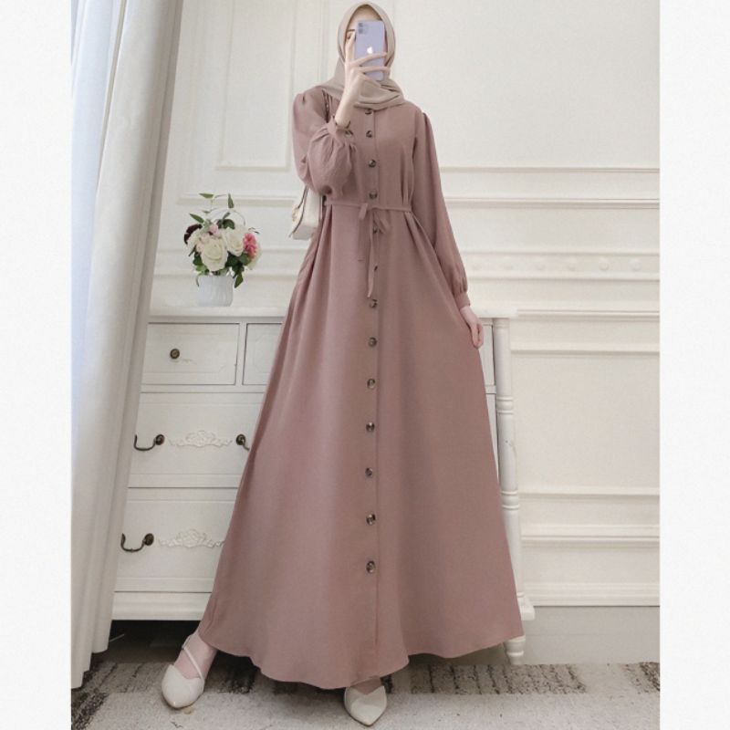 Gamis Namira Dress Crinkle Airflow Premium / Dress Wanita Full Kancing