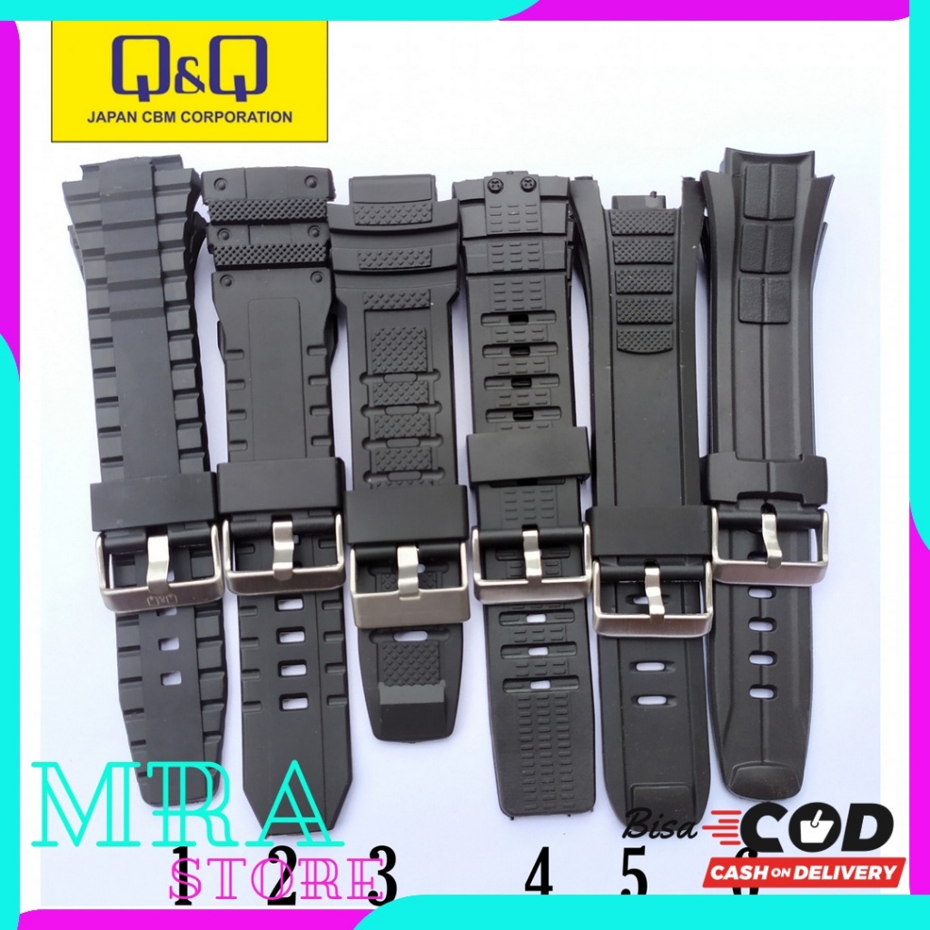 Strap Tali Jam Tangan QQ QNQ Qnq Q&Q Rubber Watch qq qnq Hitam