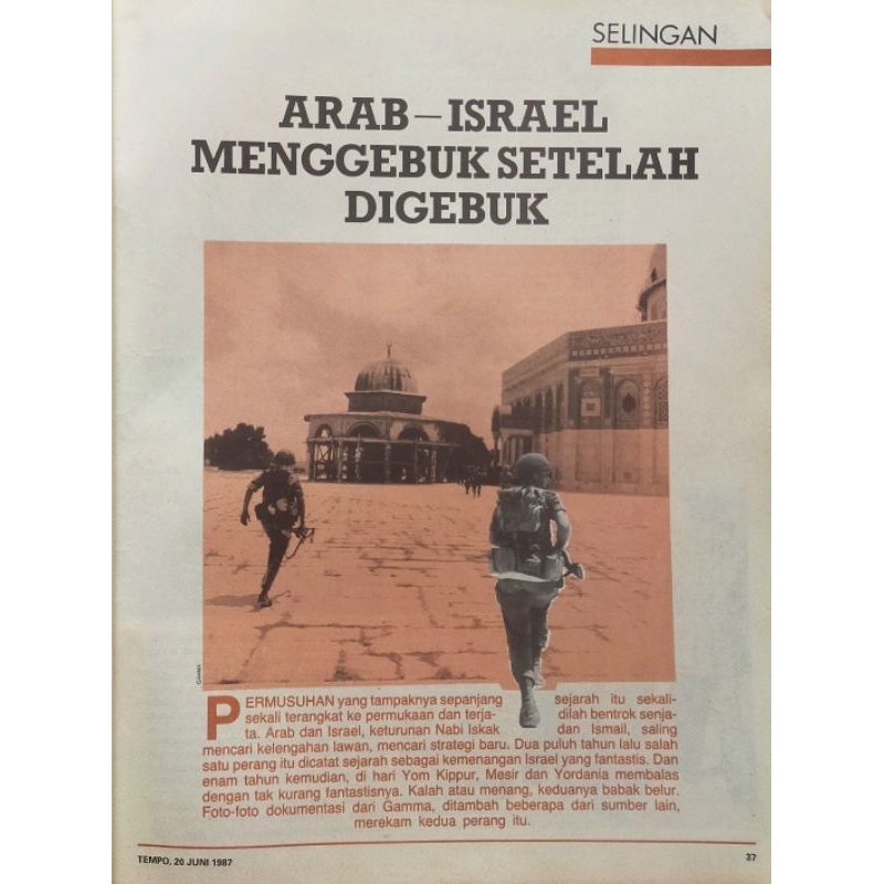 Majalah Tempo 20 Juni 1987 - Selingan : Perang Yom Kippur Arab-Israel / Porkas