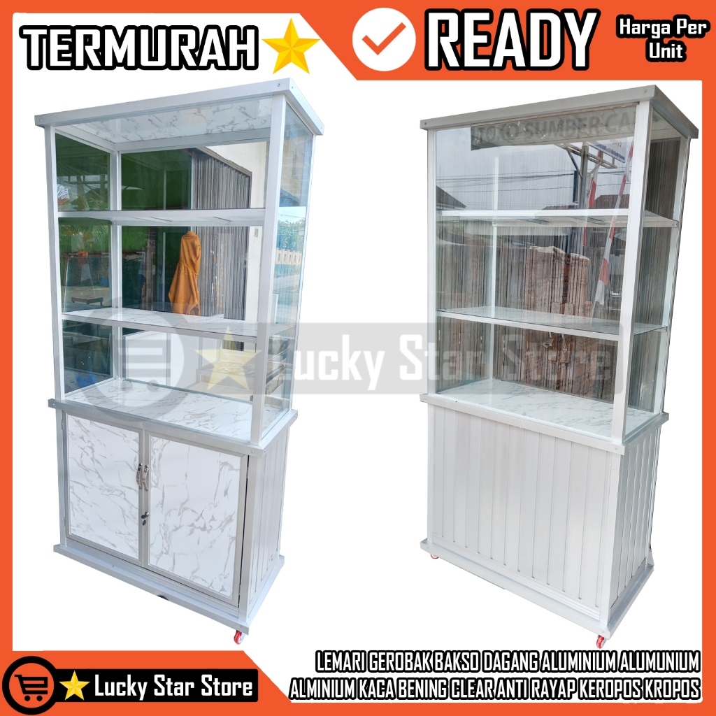 [INSTANT] LEMARI GEROBAK GERUBAK BAKSO SOMAI SIOMAI BATAGOR DAGANG JUALAN JUAL ALUMINIUM ALUMUNIUM  