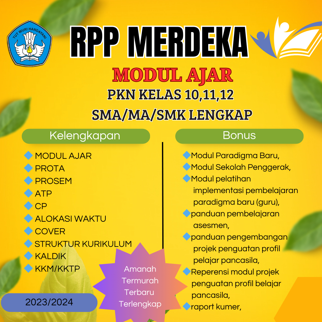 

MODUL AJAR PKN KELAS 10,11,12 SMA/MA KURIKULUM MERDEKA LENGKAP