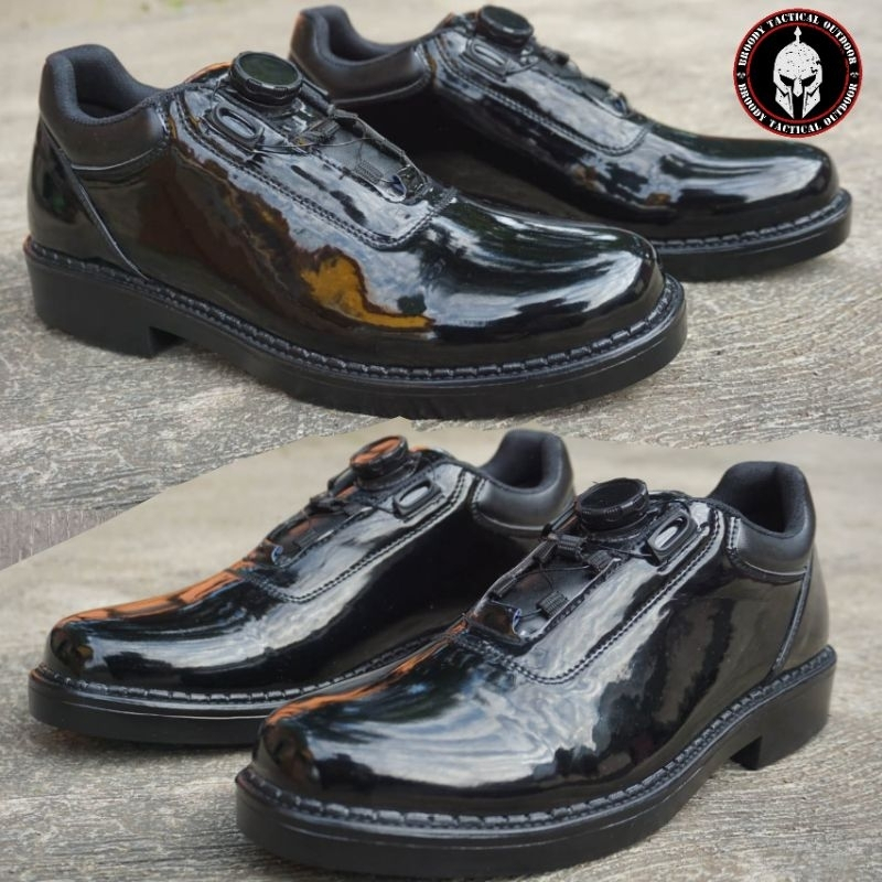 Sepatu PDH Glossy Tali Putar Tactical / Sepatu PDH TNI Polri Tali Putar