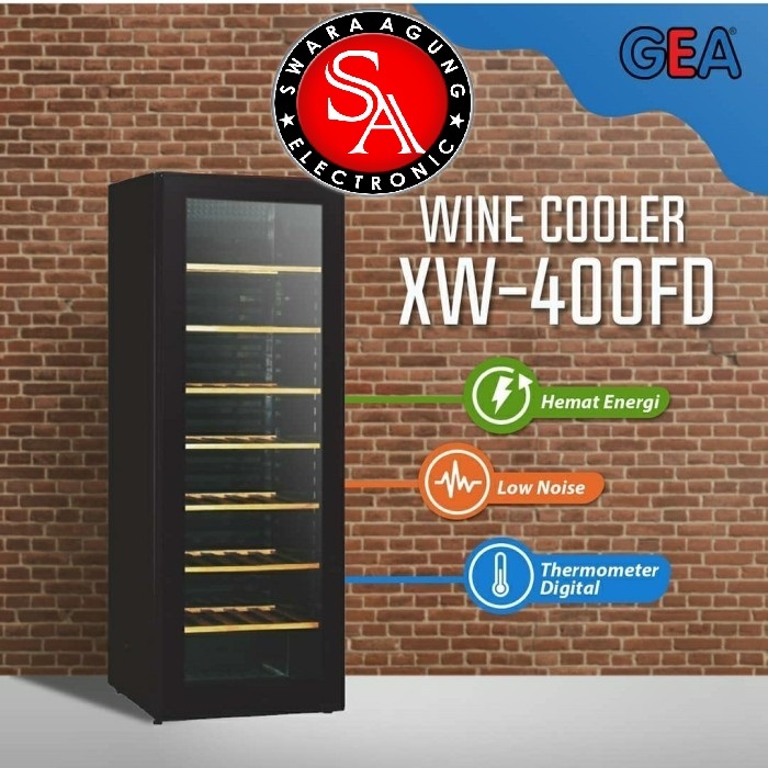 Kulkas Showcase Wine Cooler 7 Rak GEA XW-400FD (Isi 83 Botol) Khusus Medan