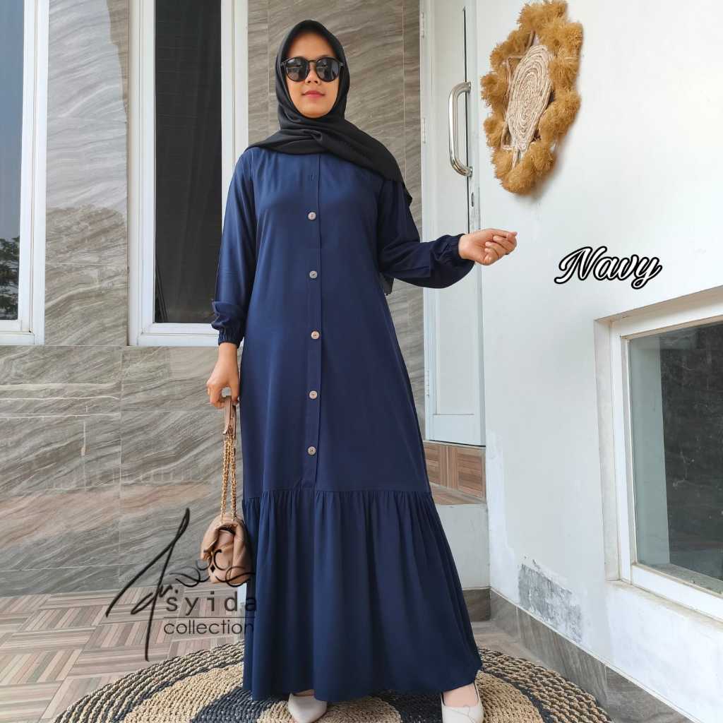 BIG SALE Gamis Rayon Twill Polos Kancing (SG) Gamis Kancing Susun