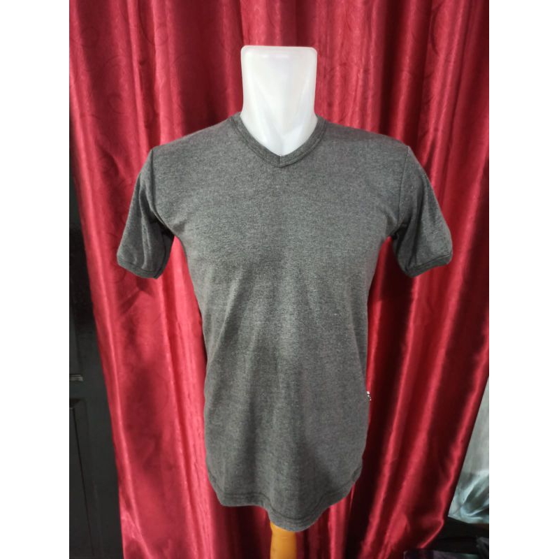Baju Kaos Polos Oblong Dalaman Pria Lengan Pendek V Neck Bahan Katun Rib