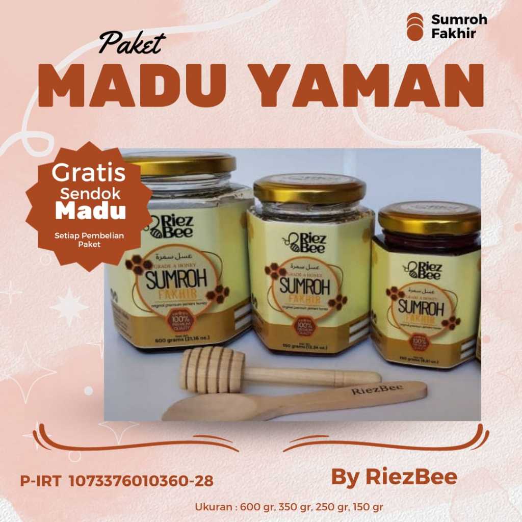 

Madu Murni Yaman Sumroh Fakhir Grade A 600 gram - Asli Original 100 % Yaman, Kualitas Premium By RiezBee