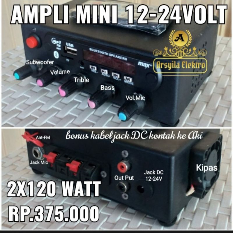 POWER AMPLIFIER / AMPLI MINI 12 - 24 VOLT , MP3 BLUETOOTH BASS SUBWOOFER KARAOKE