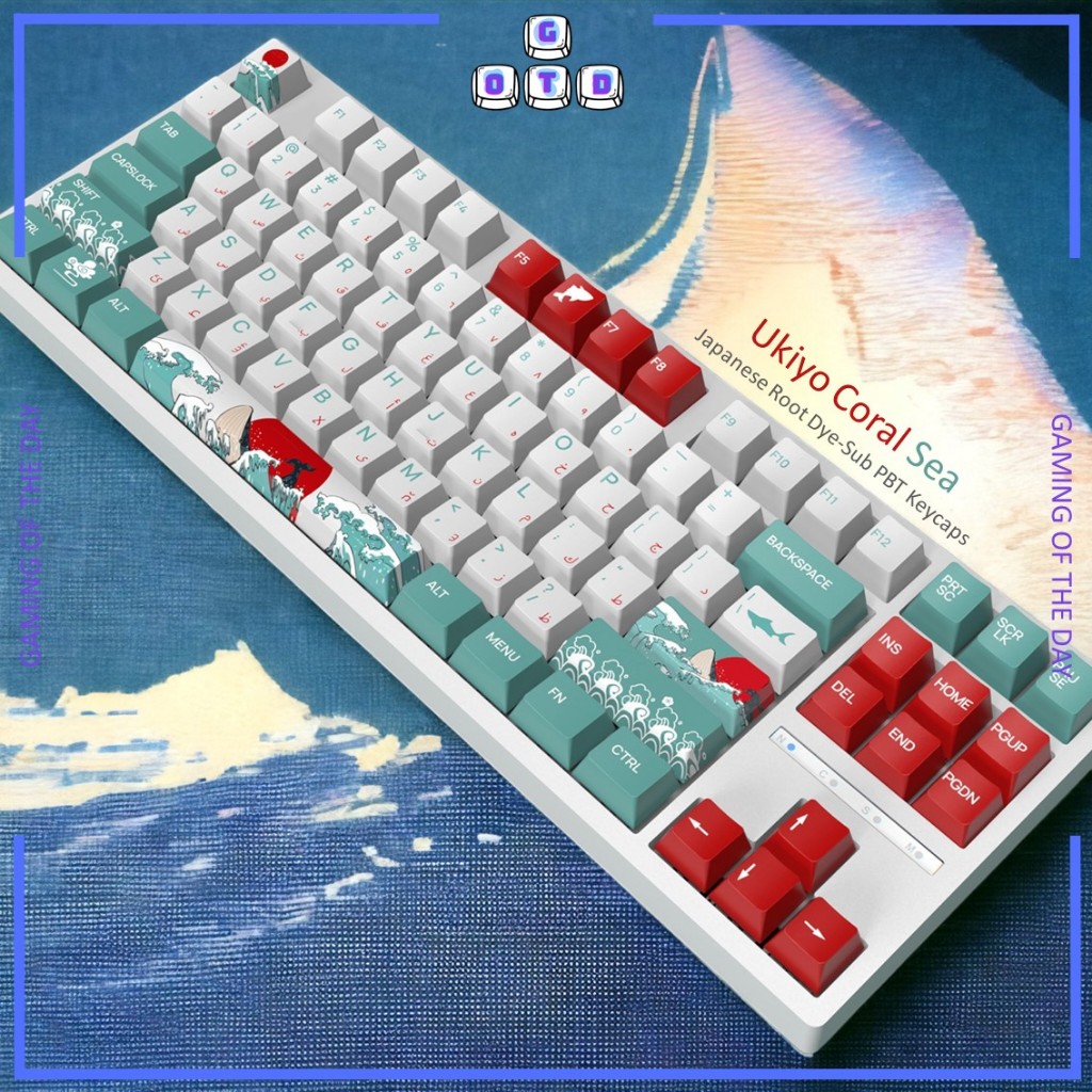 Ukiyo Coral Sea Japanese Root Keycap Keycaps by GOTD OEM PBT-Dyesub Mechanical Keyboard
