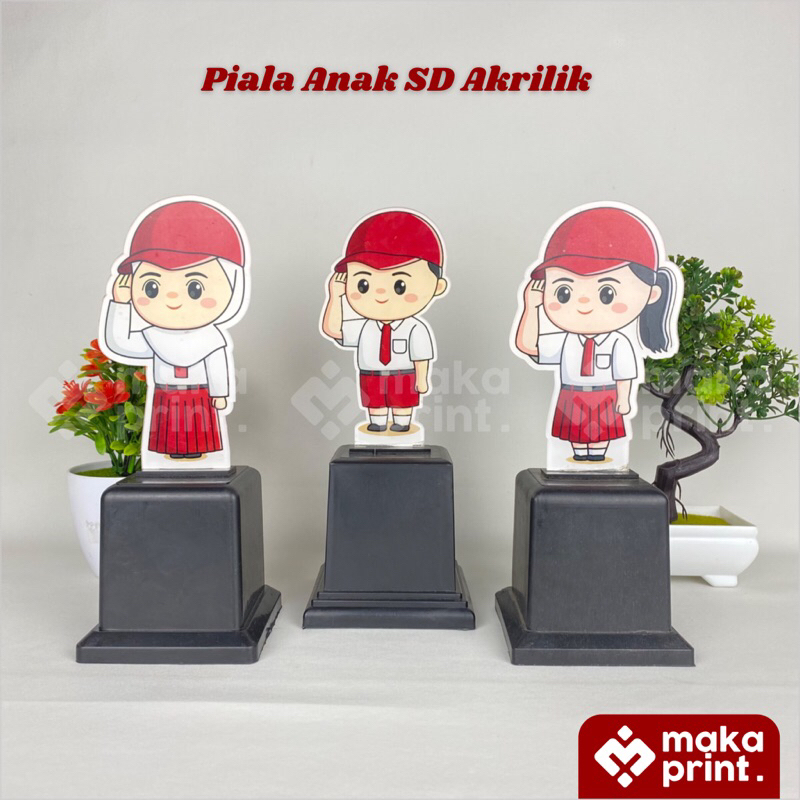 Piala Akrilik Sekolah (Siswa SD) - Piala Karakter Seragam SD - Piala Lomba - Hadiah Kado Lucu - Souv