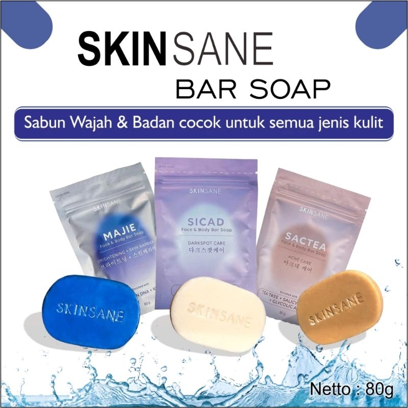 BAR SOAP SKINSANE / Face & Body Bar Soap. Majie - Soap Bar Brightening. Sicad - Soap Bar Darkspot. S