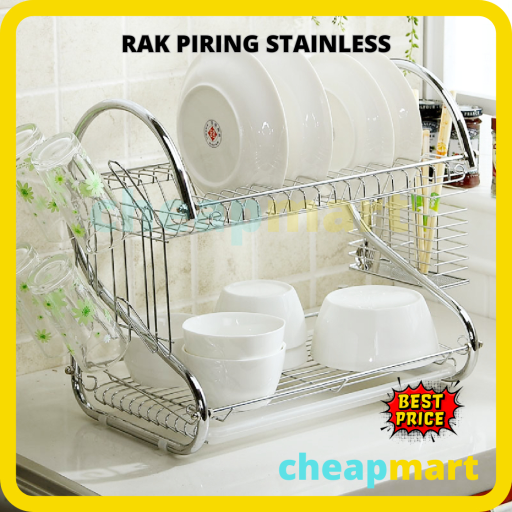 Rak Piring Stainless 2 Susun Kualitas TERBAIK [BESAR]