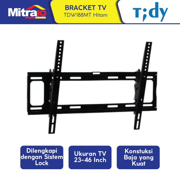 Bracket TV Dinding 26-60 Inch Hitam - Full Motion, Swivel - Tidy