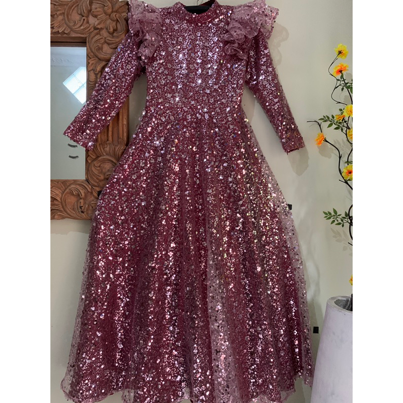 Gamis Super Maroon /pink/hitam/navy/denim/gold Crystal Premium